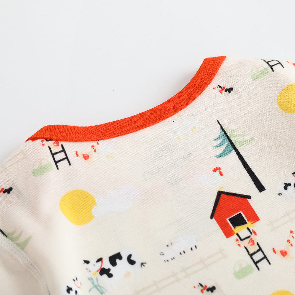 Vauva FW23-嬰兒男女培養子北歐風格的印刷棉套長袖緊身衣褲（紅色）