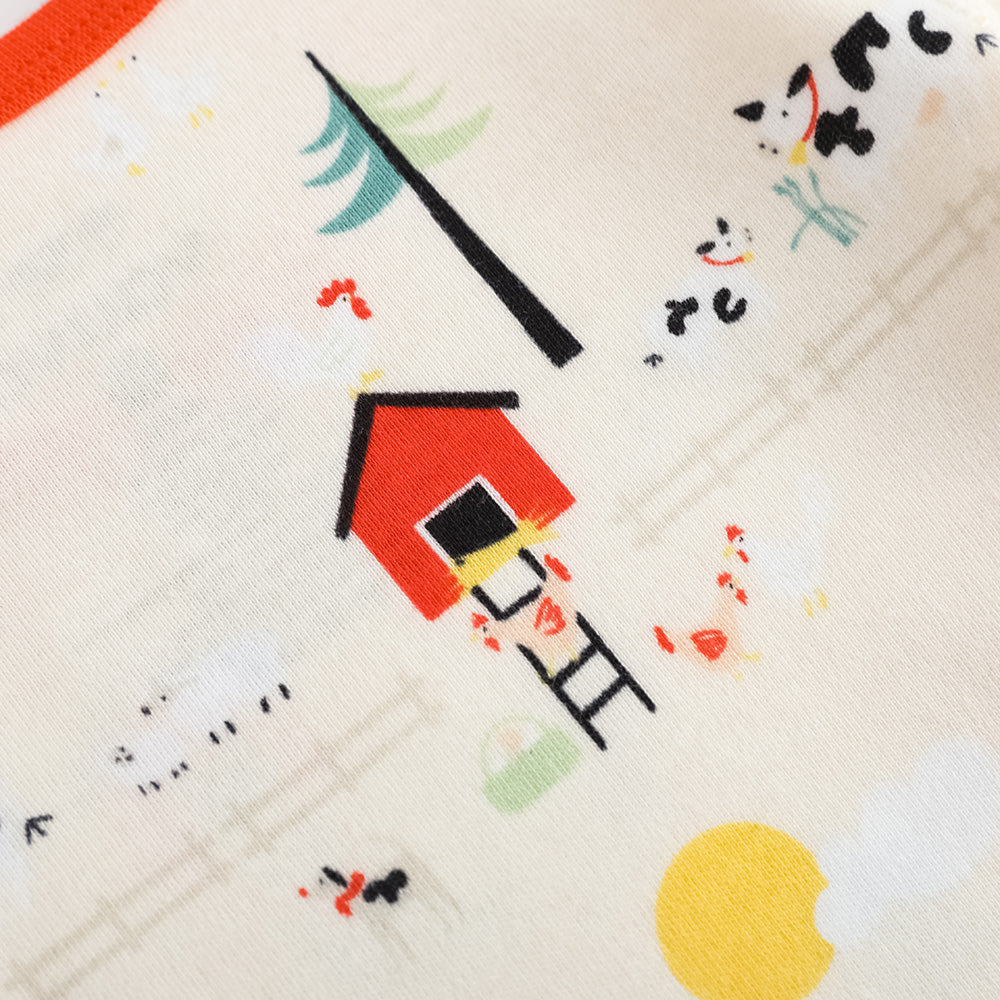 Vauva FW23-嬰兒男女培養子北歐風格的印刷棉套長袖緊身衣褲（紅色）