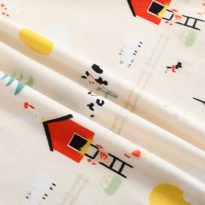 Vauva FW23-嬰兒男女培養子北歐風格的印刷棉套長袖緊身衣褲（紅色）