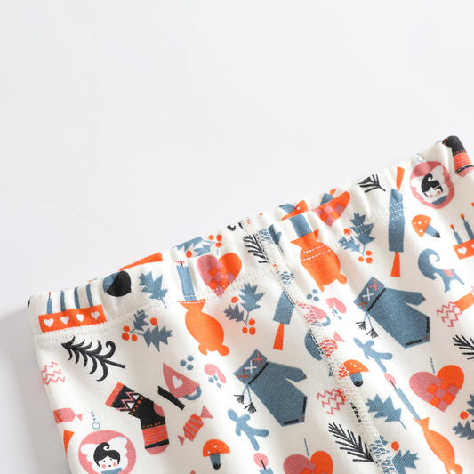 Vauva 2022聖誕節嬰兒遍布印刷褲（象牙）