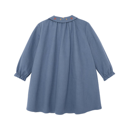 Vauva FW23 - 女孩泡泡袖藍色連身裙