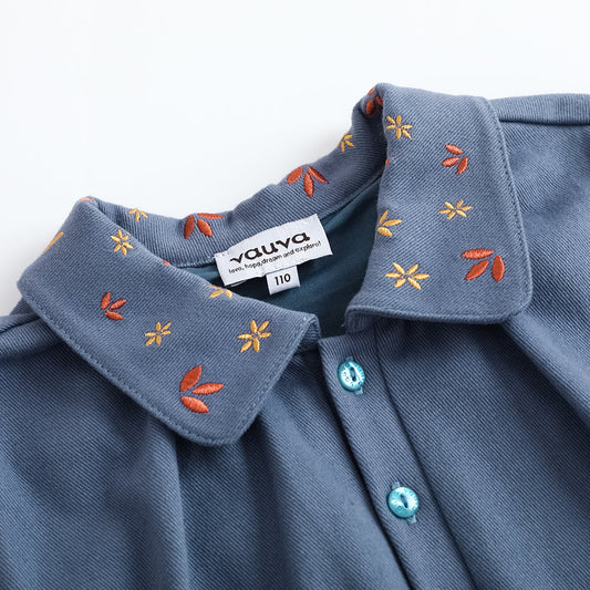 Girls Puff Sleeve Blue Dress