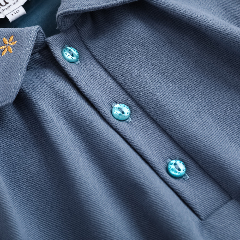 Vauva FW23 - 女孩泡泡袖藍色連身裙