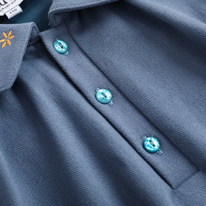 Vauva FW23 - 女孩泡泡袖藍色連身裙