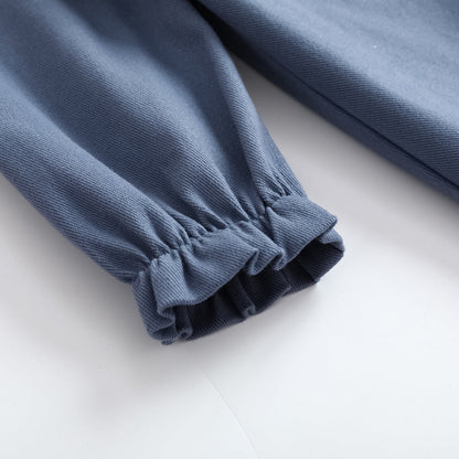 Vauva FW23 - 女孩泡泡袖藍色連身裙