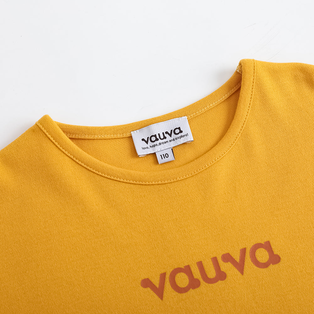 Vauva FW23-女孩棉花長袖船員T卹（天然黃色）