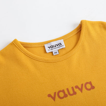 Vauva FW23-女孩棉花長袖船員T卹（天然黃色）
