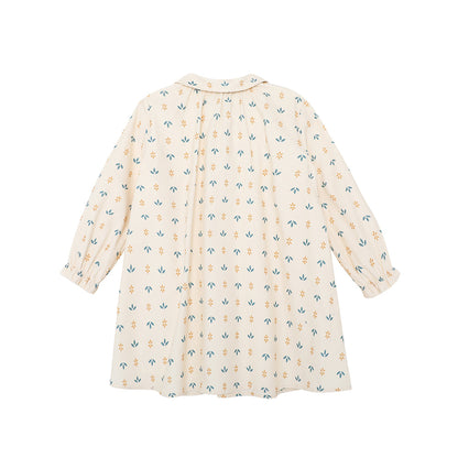 Vauva FW23 - 女孩印花泡泡袖連身裙(白色)