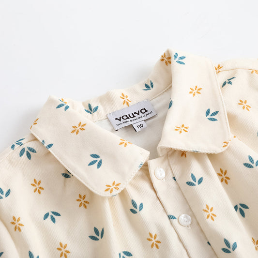 Girls Printed Puff Sleeve Dress