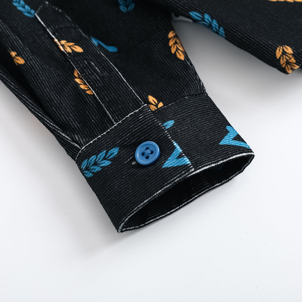 Vauva FW23-男孩雙口袋燈芯絨長袖襯衫（黑色）