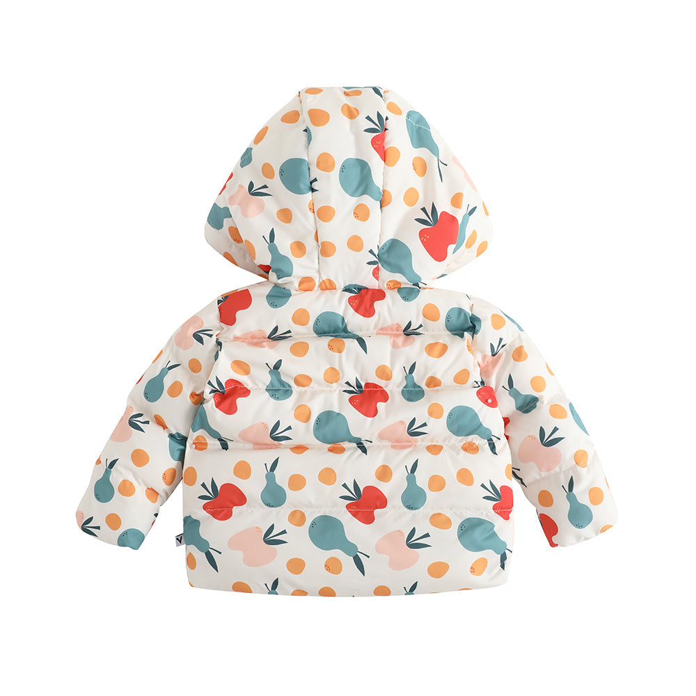 Vauva FW23-嬰兒男女通用的水果，遍布印刷襯墊外套