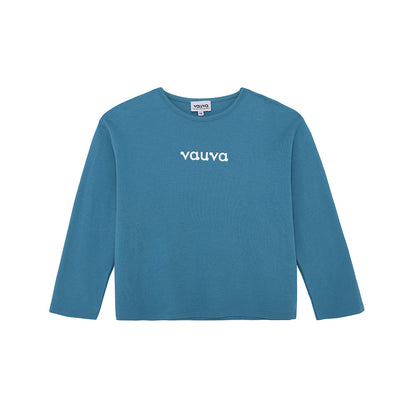 Vauva FW23-女孩棉花長袖Crewneck T卹（藍色）