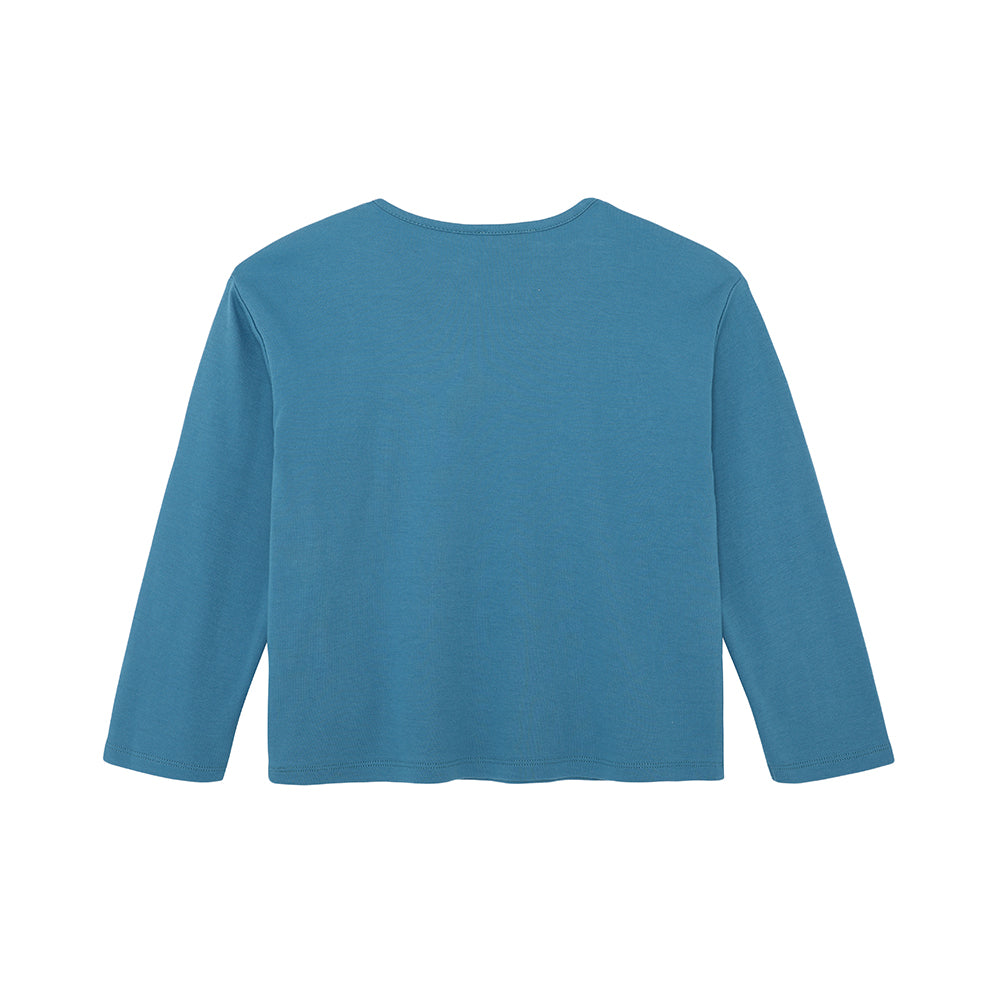 Vauva FW23-女孩棉花長袖Crewneck T卹（藍色）