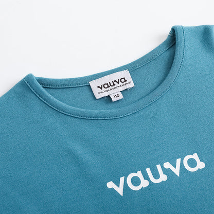 Vauva FW23-女孩棉花長袖Crewneck T卹（藍色）