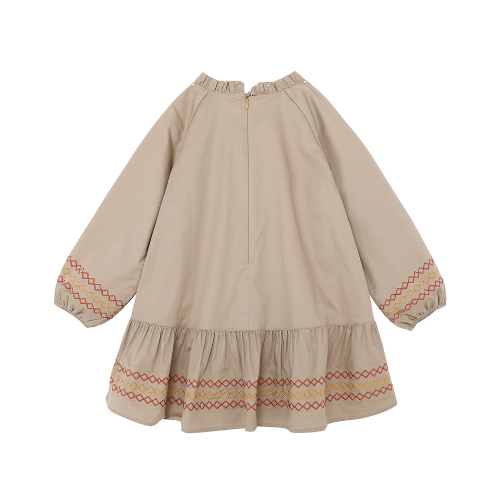 Girls Fungus Collar Embroidered Dress