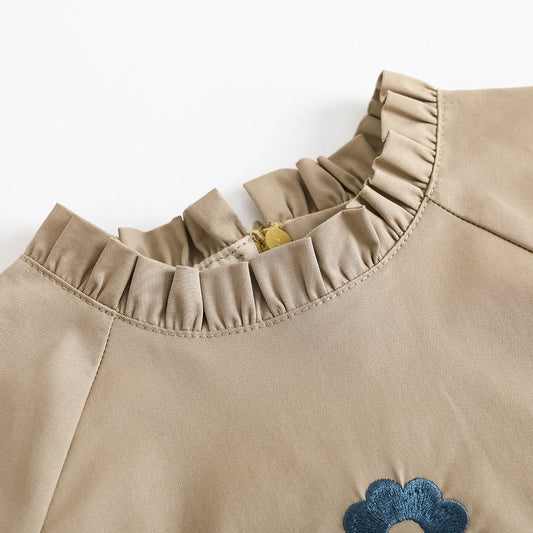 Girls Fungus Collar Embroidered Dress