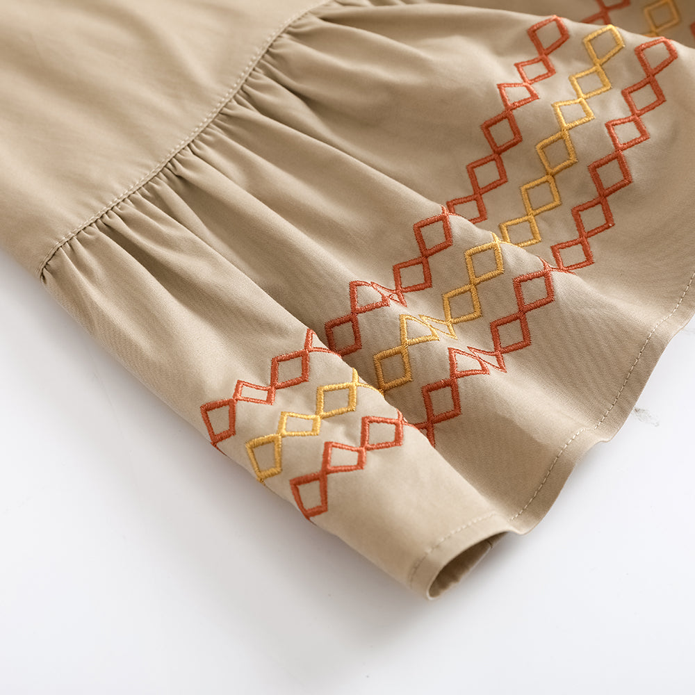 Girls Fungus Collar Embroidered Dress