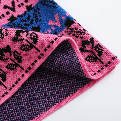 Girls Pink Printed Sweater Skirt