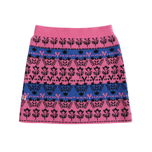 Girls Pink Printed Sweater Skirt