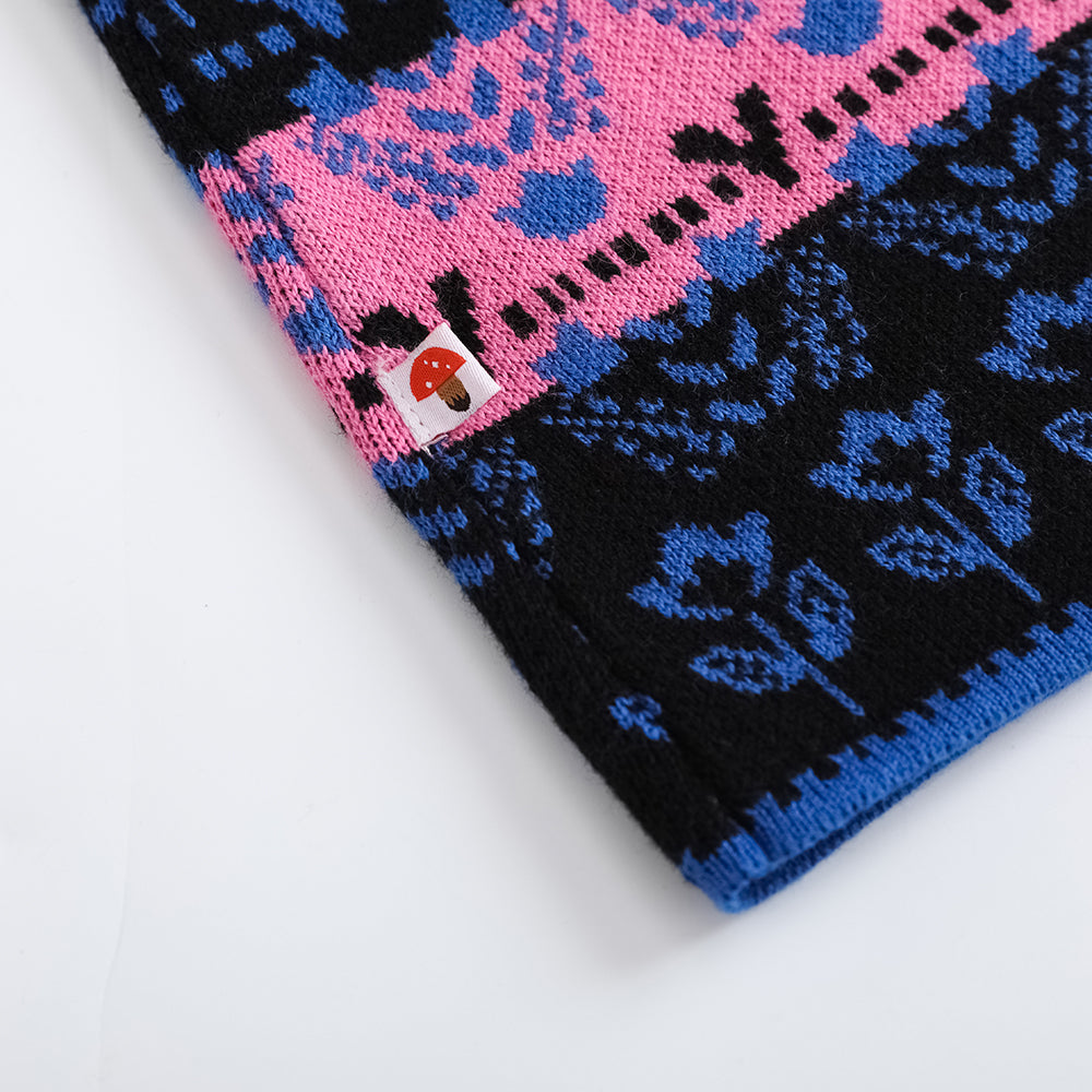 Girls Blue Printed Sweater Skirt