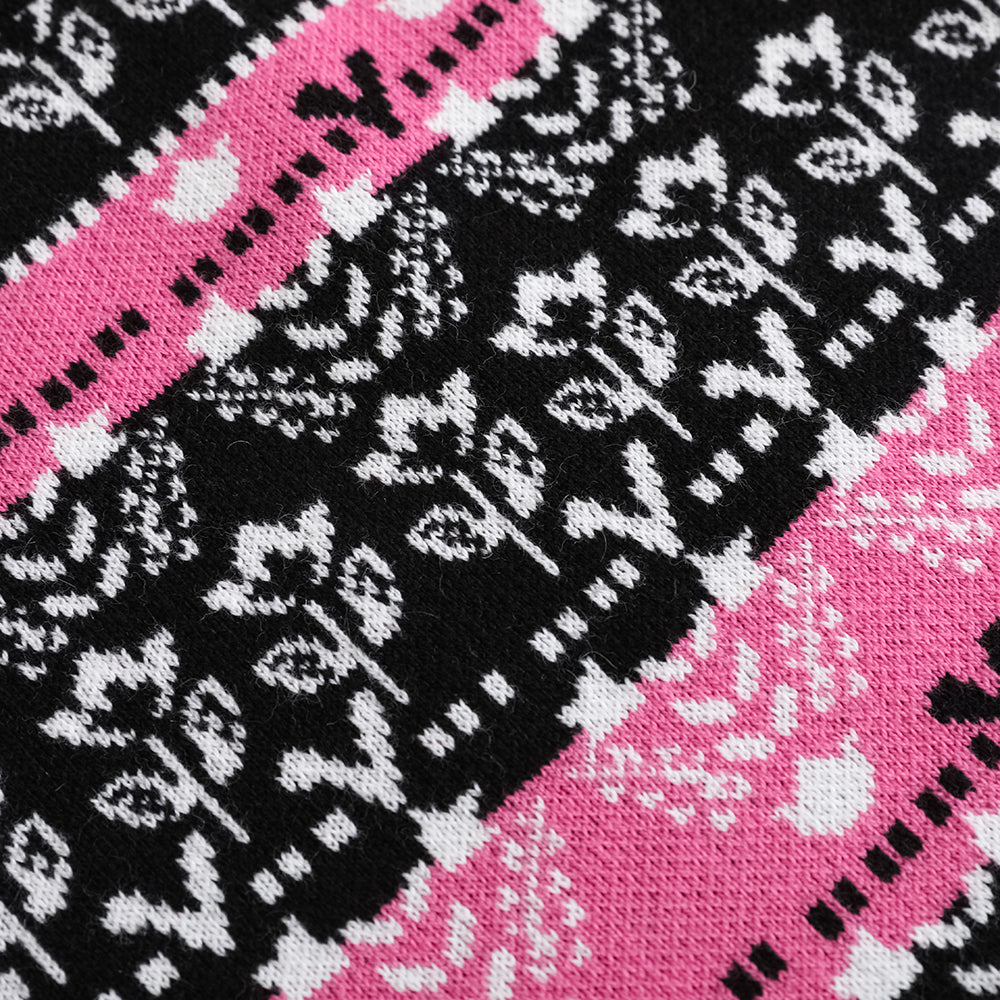 Girls Black Printed Sweater Skirt