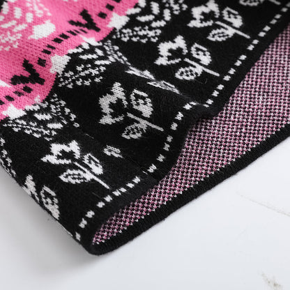 Girls Black Printed Sweater Skirt