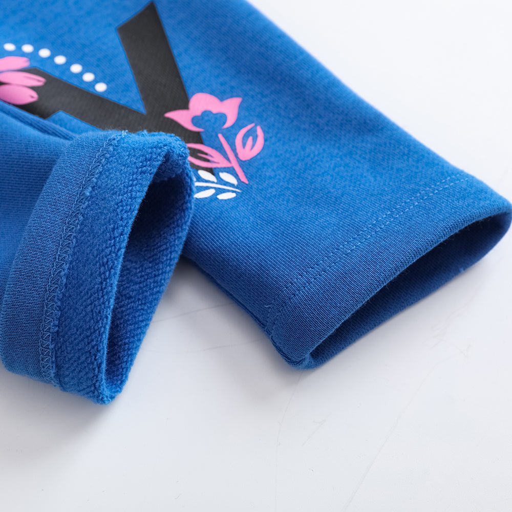 Vauva FW23-女孩印刷有機棉褲（藍色）