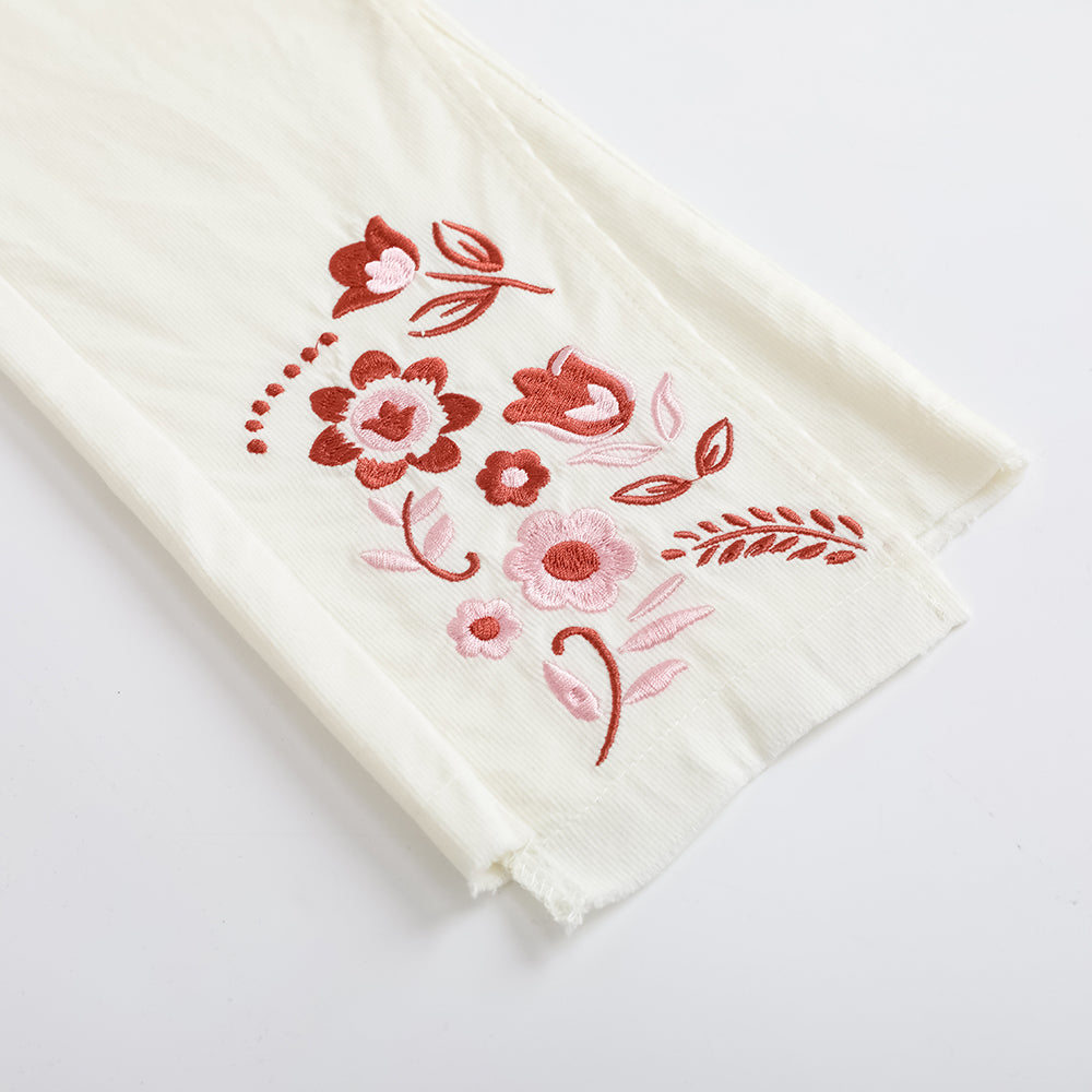 Girls Embroidered Flared Pants
