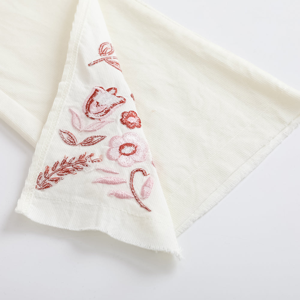 Girls Embroidered Flared Pants