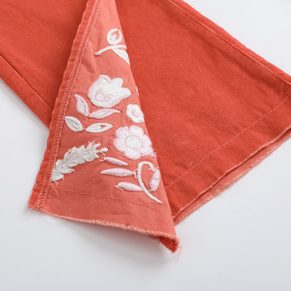 Girls Embroidered Flared Pants