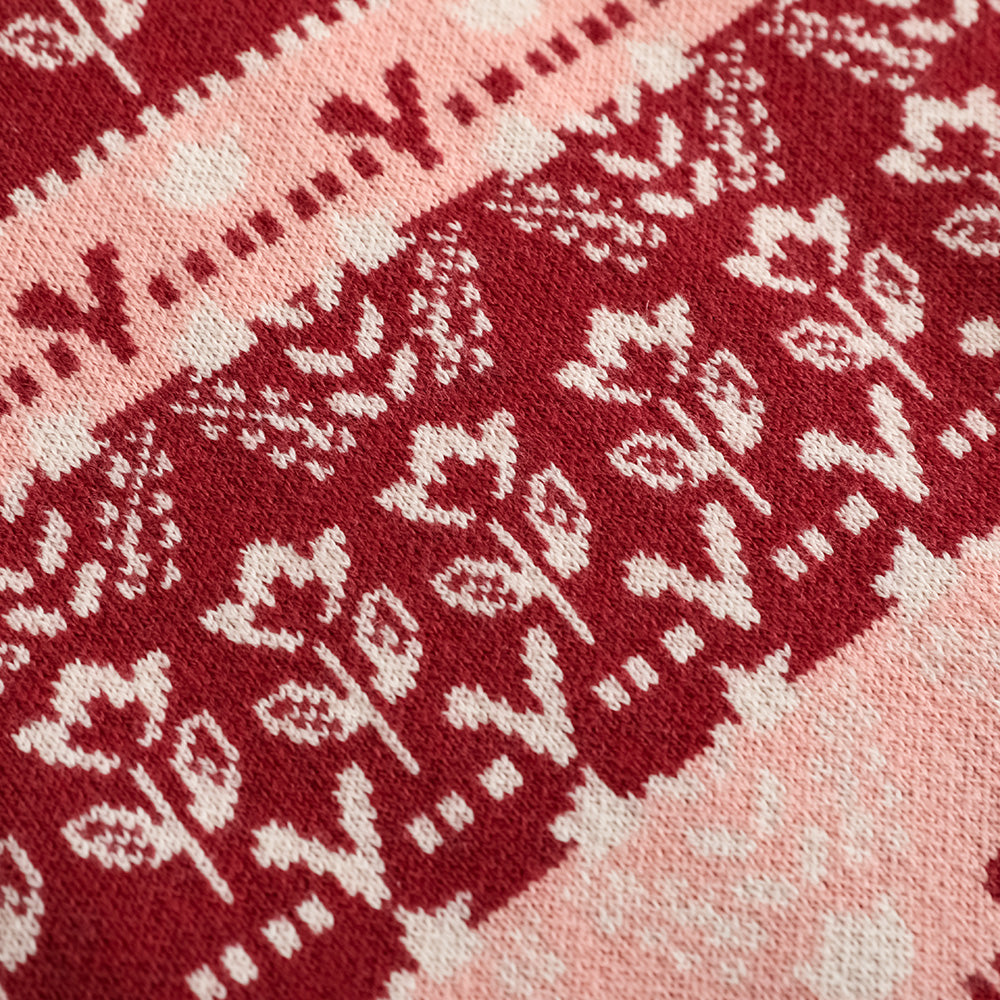 Vauva FW23-女孩Jacquard棉花羊絨夾克（紅色）