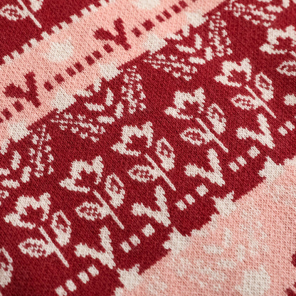 Vauva FW23-女孩Jacquard棉花羊絨夾克（紅色）