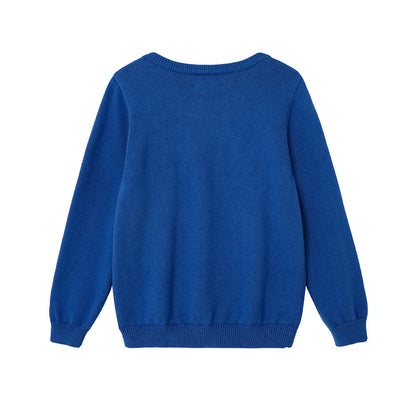 Girls Blue Printed Cotton Pullover