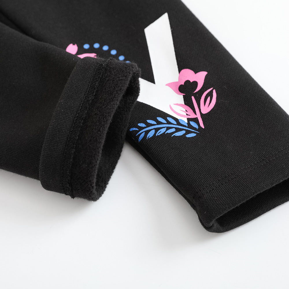 Vauva FW23-女孩印刷有機棉褲（黑色）