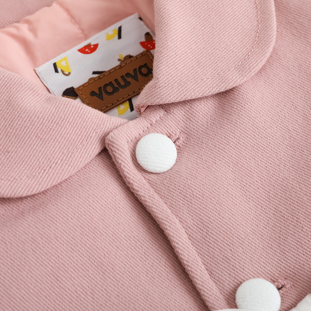 Vauva FW23-女孩刺繡徽標縫外套（粉紅色）
