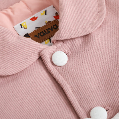 Vauva FW23-女孩刺繡徽標縫外套（粉紅色）