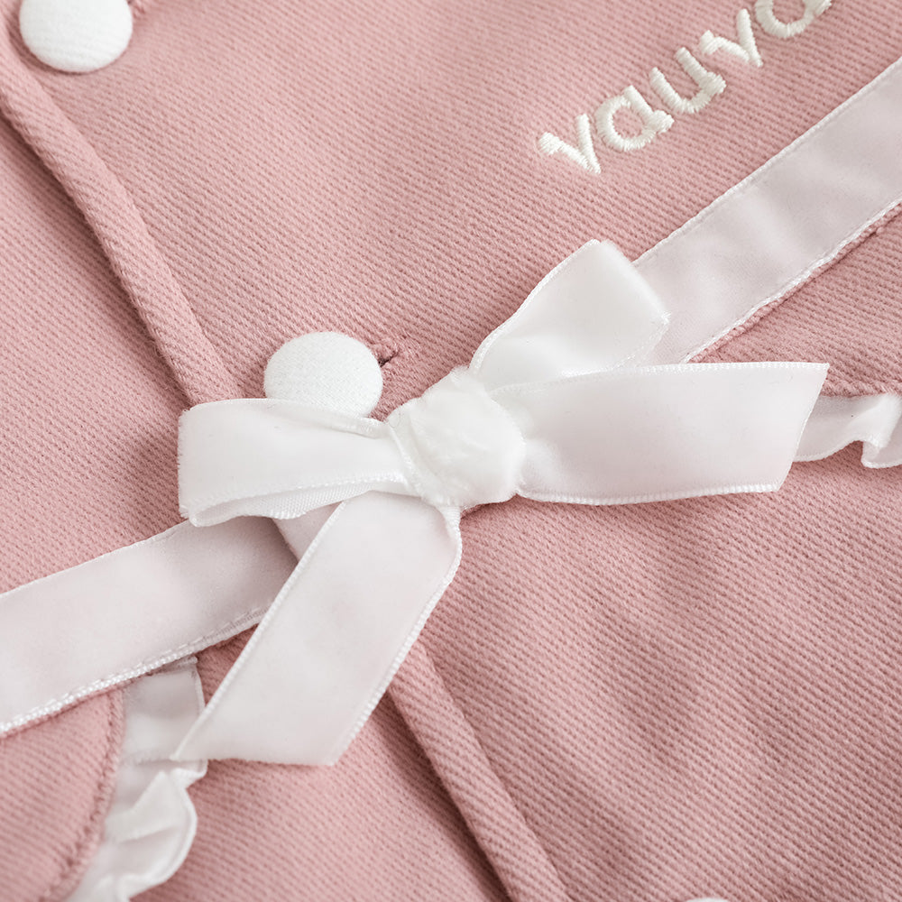Vauva FW23-女孩刺繡徽標縫外套（粉紅色）
