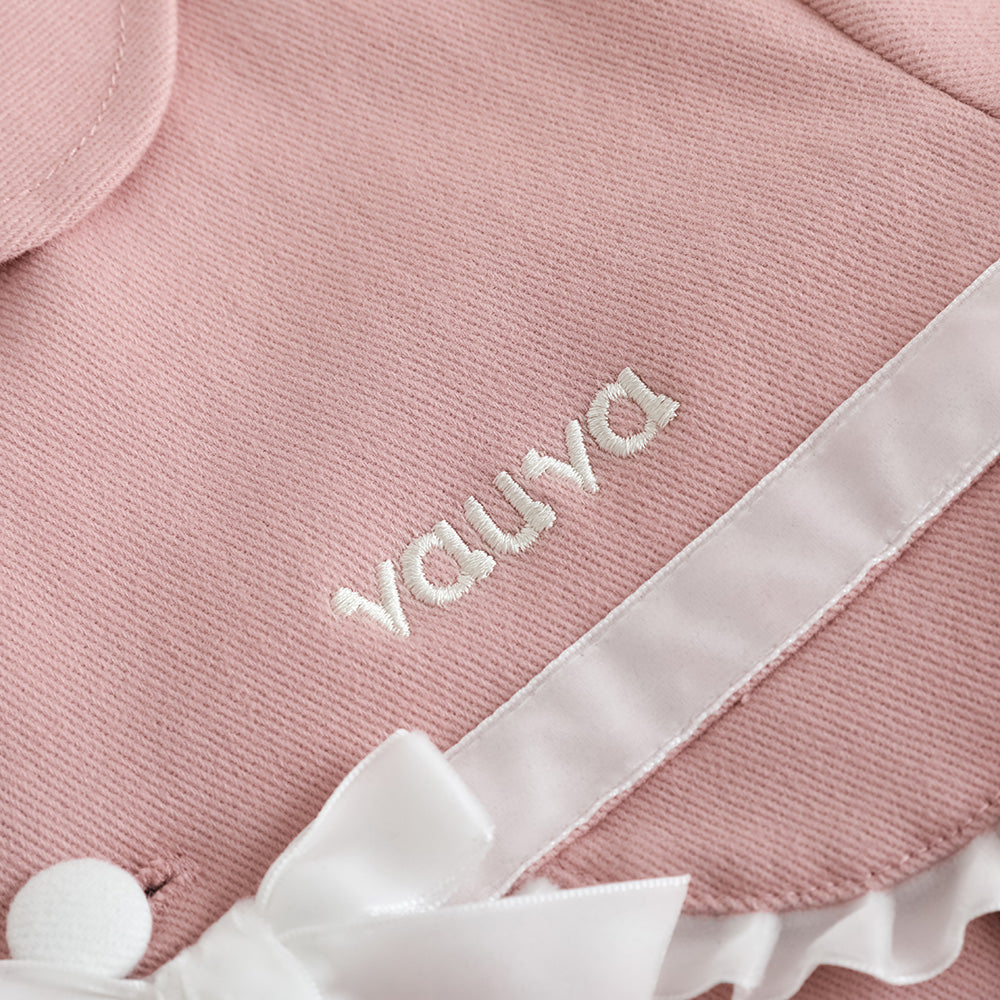 Vauva FW23-女孩刺繡徽標縫外套（粉紅色）
