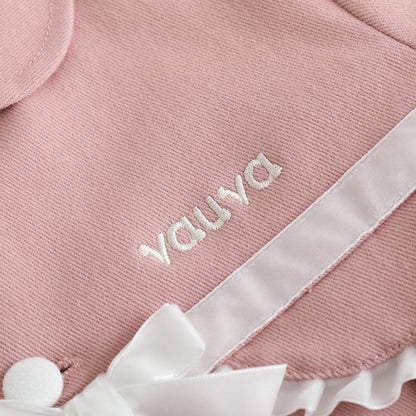 Vauva FW23-女孩刺繡徽標縫外套（粉紅色）