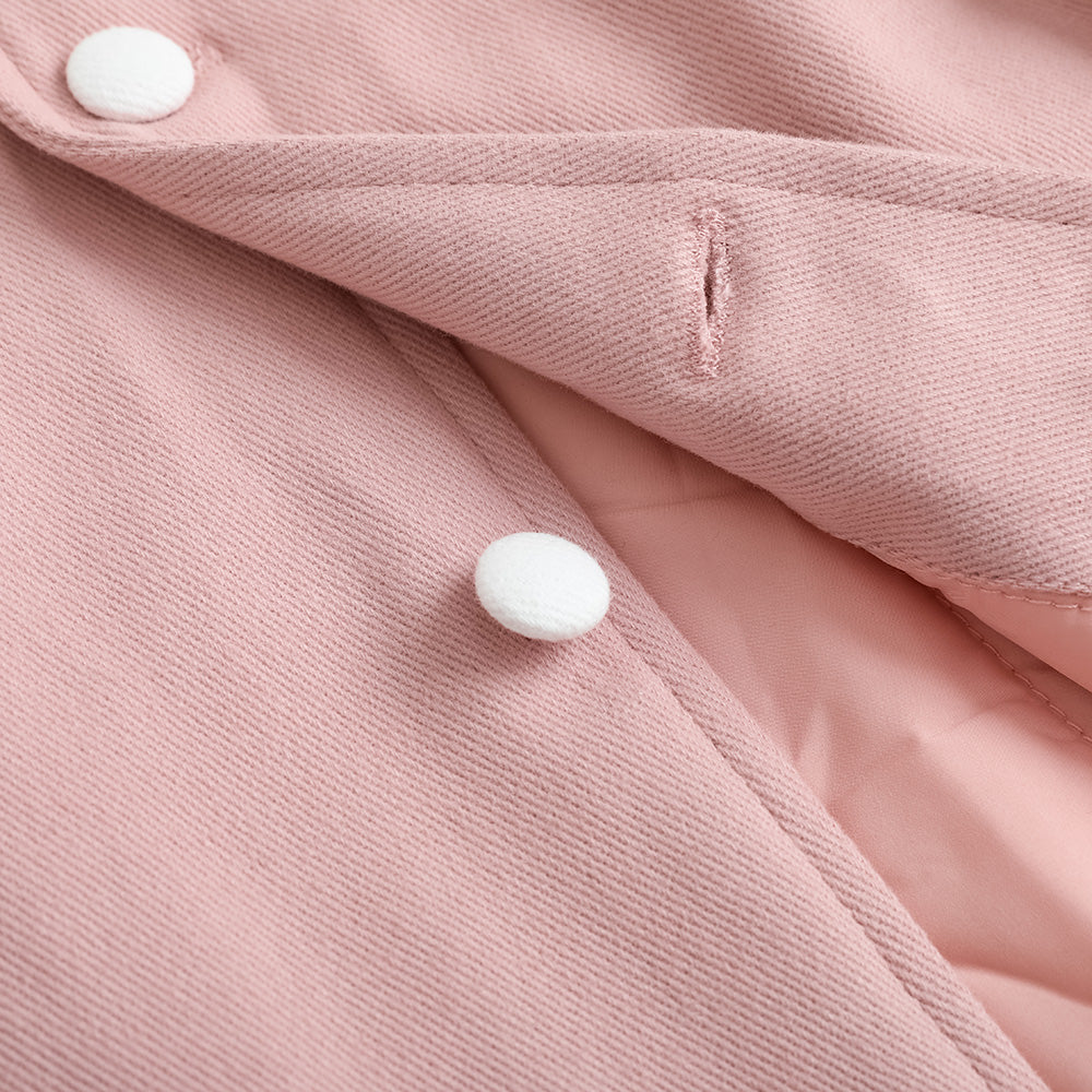 Vauva FW23-女孩刺繡徽標縫外套（粉紅色）