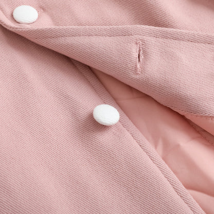 Vauva FW23-女孩刺繡徽標縫外套（粉紅色）