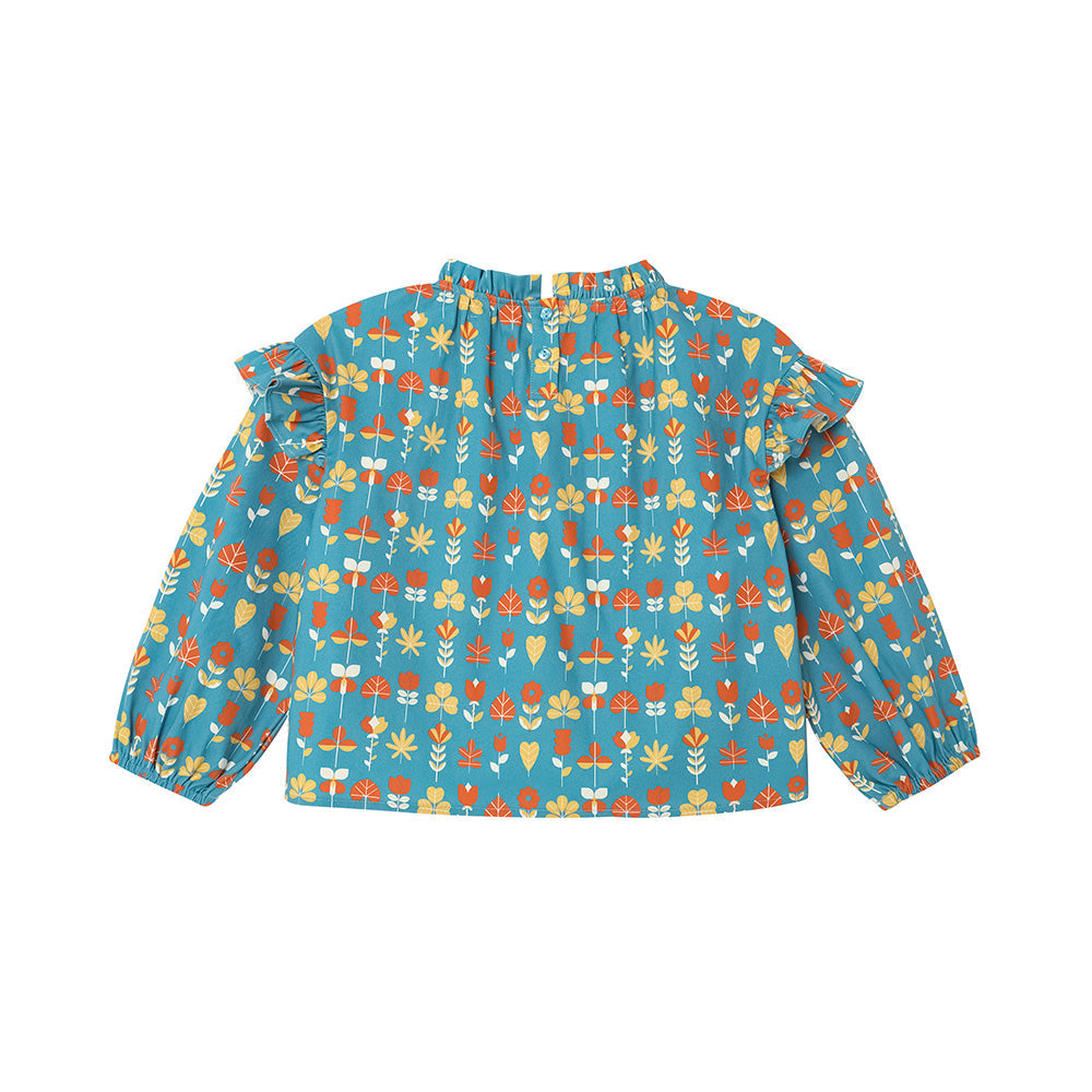 Girls Fungus Collar Printed Shirt