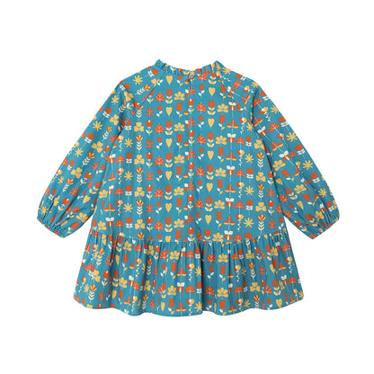 Girls Fungus Collar Printed Dress