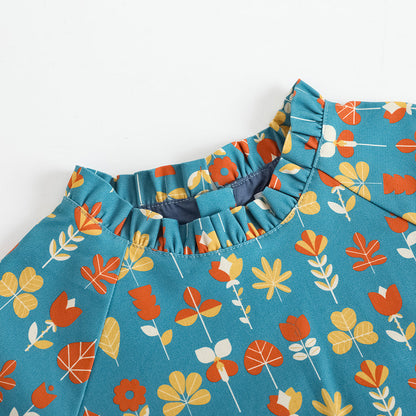 Girls Fungus Collar Printed Dress