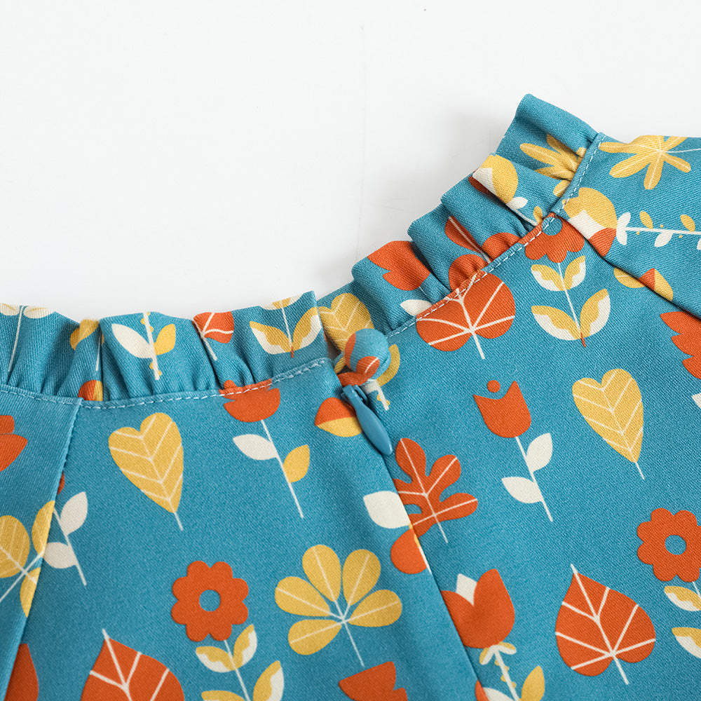 Girls Fungus Collar Printed Dress