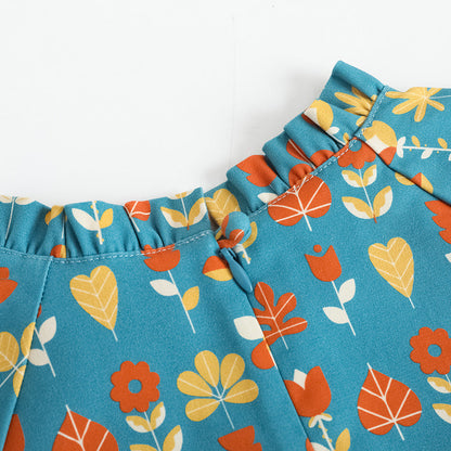 Girls Fungus Collar Printed Dress