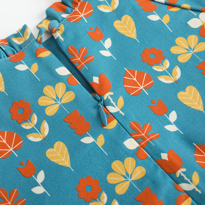 Girls Fungus Collar Printed Dress