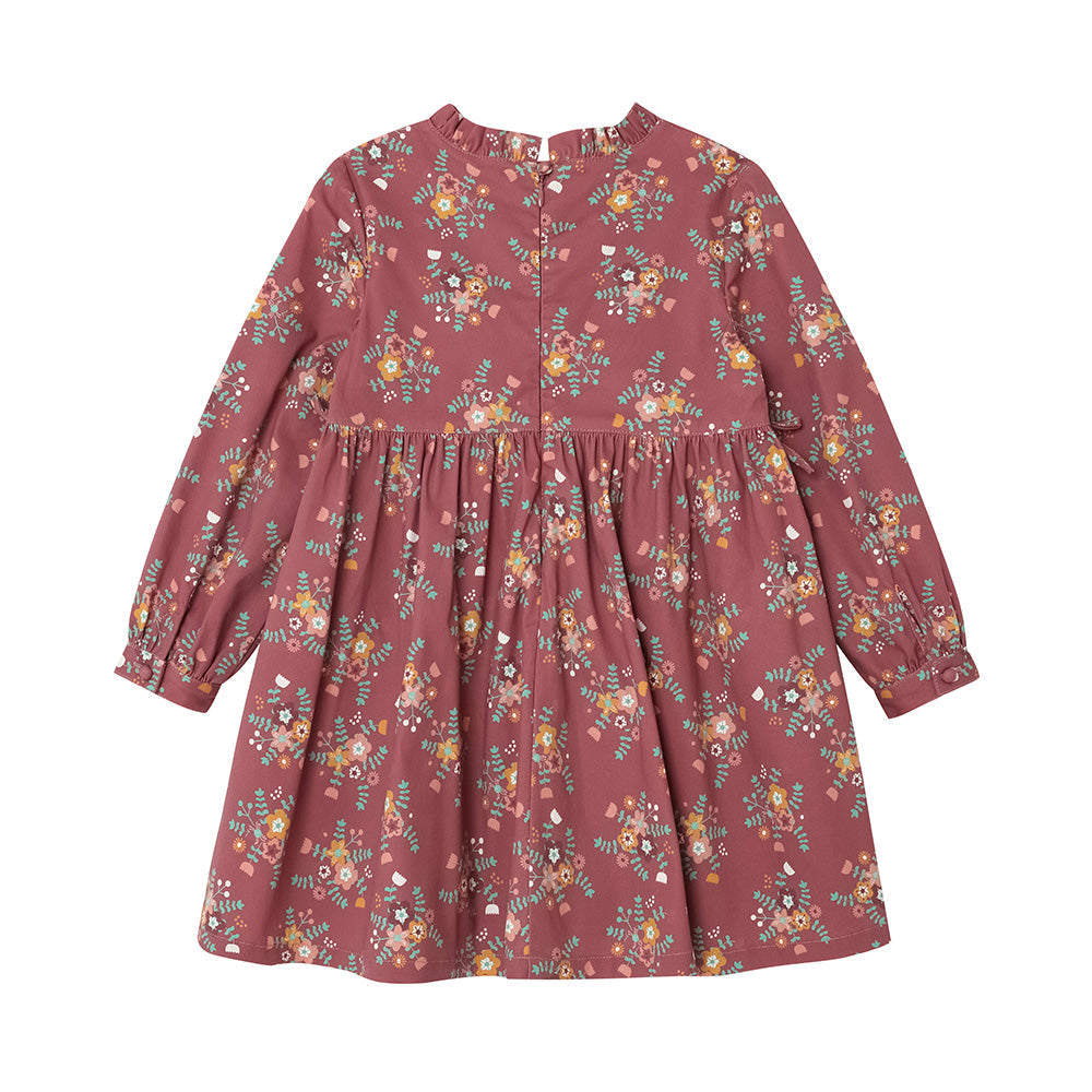 Vauva FW23-女孩紅色碎花連身裙