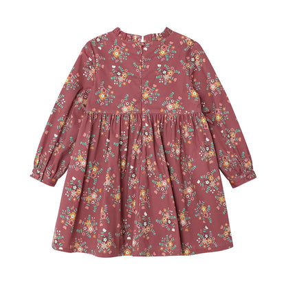 Vauva FW23-女孩紅色碎花連身裙
