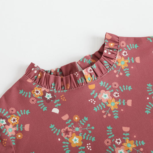Girls Red Floral Dress